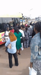 Morning commuter activity at a Kuru Dungus roadside bus stop