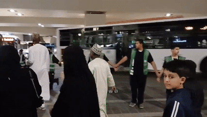 Evening pilgrimage activity documented around Prophet's Mosque in Medina