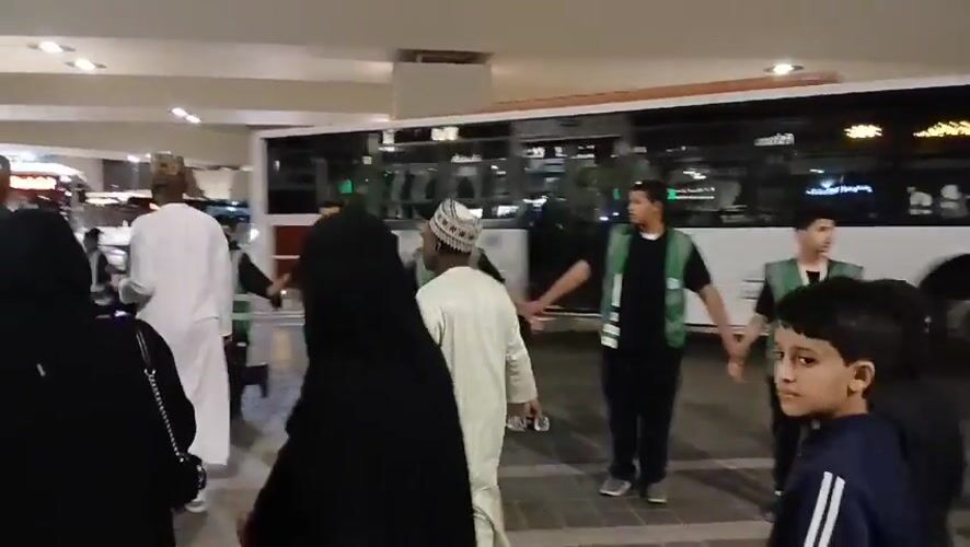 Evening pilgrimage activity documented around Prophet's Mosque in Medina