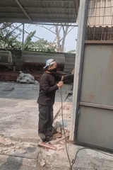 Metal fabrication and construction work at a Telagaasih building site
