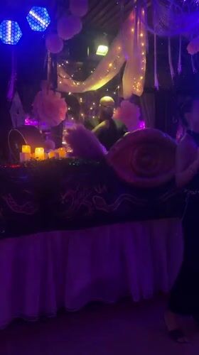Man performs karaoke at party venue in Choeng Thale