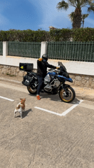 Motorcyclist visits residential area in Mont-roig del Camp, Spain