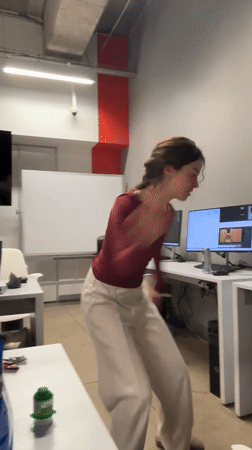Woman dances, works at Mexico City office early morning