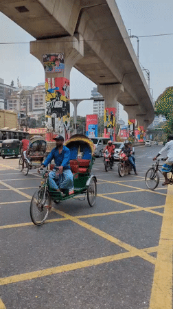 Morning Rush Hour Traffic Documented at Dhaka Metro Intersection