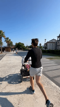 Early morning strollers and joggers active in Fethiye, Turkey