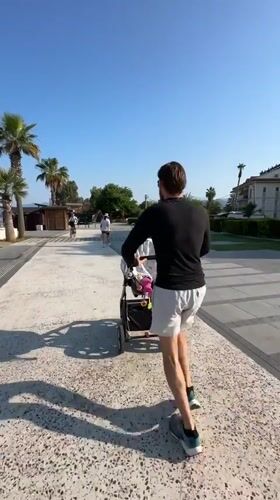 Early morning strollers and joggers active in Fethiye, Turkey