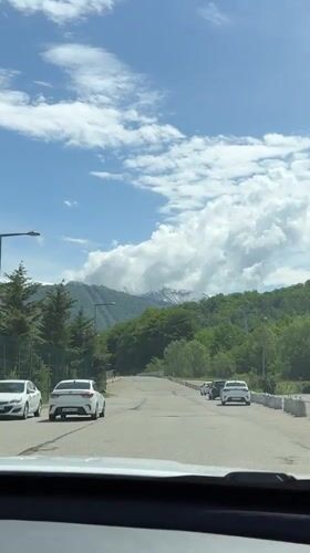 Morning moments captured in mountain resort town Estosadok, Russia