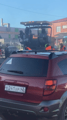 Road construction documented in Novokuznetsk, Russia overnight