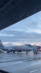 Rainy day airport operations documented in Sochi