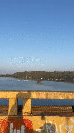 Bridge view captured over water in Morjim, India