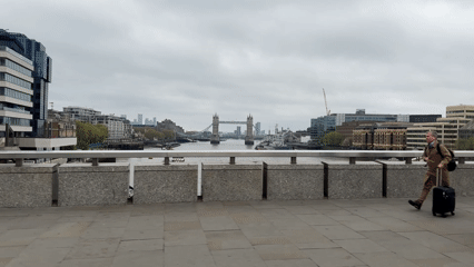 Morning commuters, e-scooter rider documented near Tower Bridge