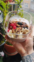 Breakfast moment: overnight oats with fruit in Burgas