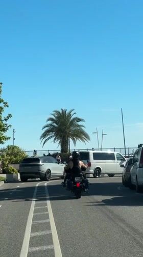 Motorcyclist spotted riding through Sirius, Russia on sunny afternoon
