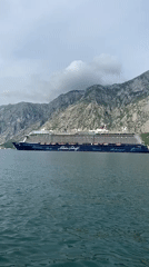 Cruise ship Mein Schiff anchored in Montenegro bay