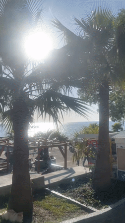 Spring beach day captured in Sochi despite cool water