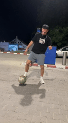 Solo soccer juggling under a full moon in Shumen