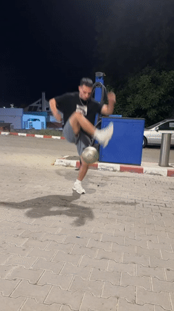 Solo soccer juggling under a full moon in Shumen