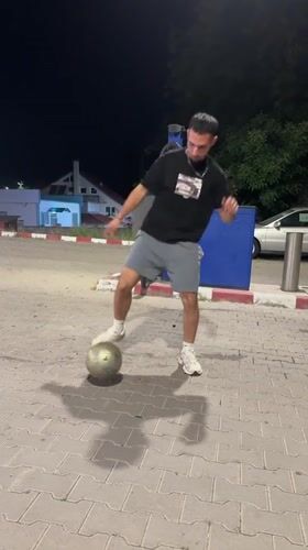 Solo soccer juggling under a full moon in Shumen