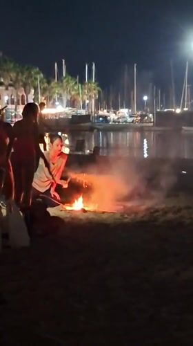 Bonfire night on the beach in Torrevieja, Noche de San Juan