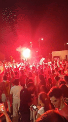 Dénia erupts in red and yellow as Spain celebrates