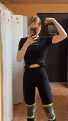 Woman documents workout routine at Blagoveshchensk gym