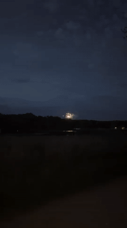 Fireworks light up the night sky over Poznań