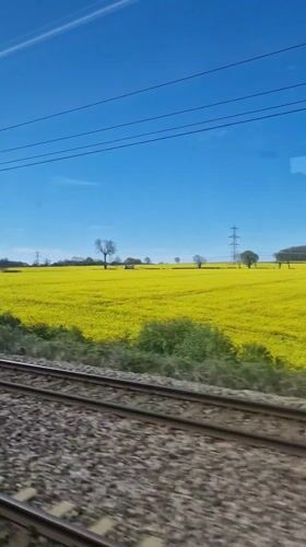 Train passenger films daytime journey through South Kesteven countryside