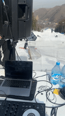 DJ performs at Krasnoyarsk snow park amid skiing activity