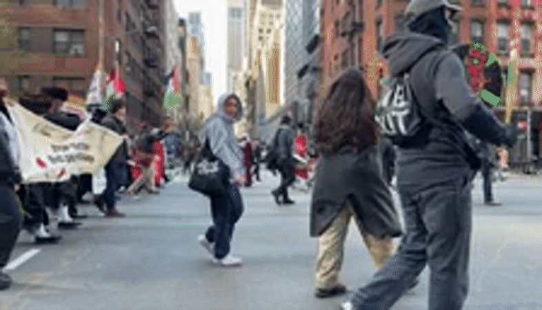 Palestinian flag demonstration observed on NYC street