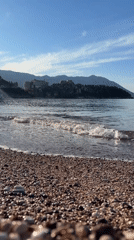 Morning beach scenes captured along Budva's Adriatic coastline