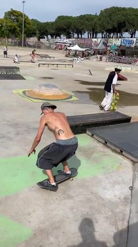 Skateboarders practice tricks at Barcelona skatepark Saturday afternoon