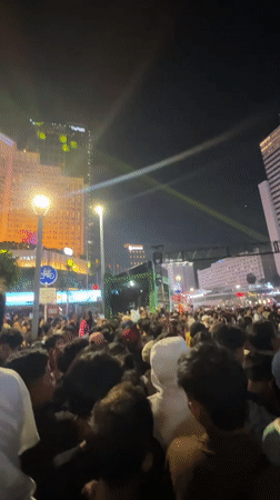 Massive nighttime public event takes over central Jakarta's landmark district