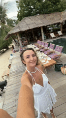 Lazy beach resort morning in Ko Pha-ngan, pool to grill