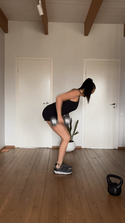 Woman completes morning workout routine in Chaikovsky apartment