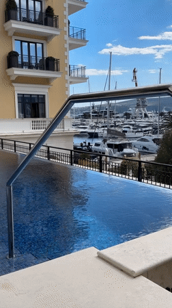 Luxury poolside scenes captured in Tivat yacht harbor