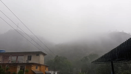 Foggy rainy weather blankets El Limón Venezuela residential area