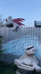 Giant teddy bear art installations spotted across Chaikovsky, Russia