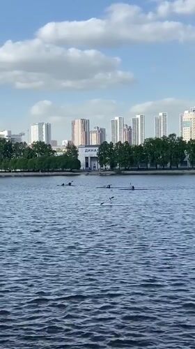 Spring kayaking activity observed along Yekaterinburg's Iset River waterfront