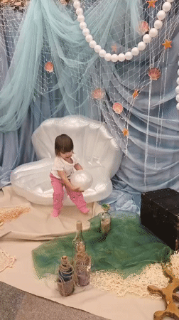 Afternoon at a Kaliningrad kids' play center with ocean-themed decor