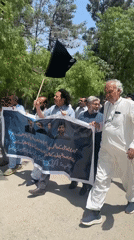 Demonstration with banners, black flags held in Quetta, Pakistan