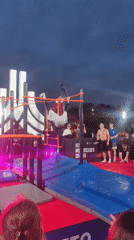 Street workout athletes hit Moscow outdoor bars at dusk