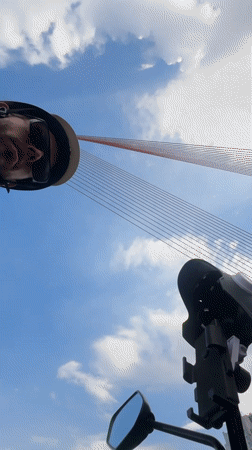 Crossing a cable-stayed bridge in Đà Nẵng, multiple angles