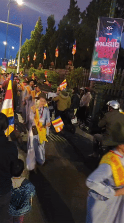 Religious procession with decorated float observed in Da Lat
