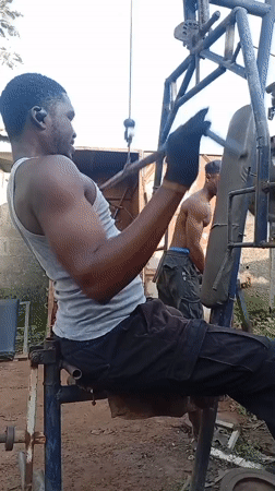 Outdoor gym session at a makeshift fitness spot in Akwanga, Nigeria