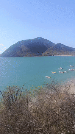 Tourist captures scenic coastal views of Juan Griego bay