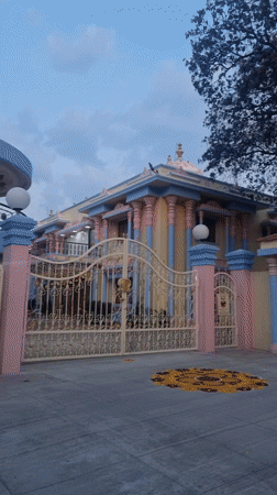 Ornate temple entrance documented in Puttaparthi, India