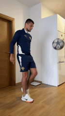 Man conducts home workout session in Montenegro village