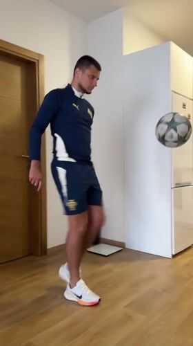 Man conducts home workout session in Montenegro village