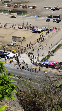 Large crowd gathers at Lima beach for apparent sports event