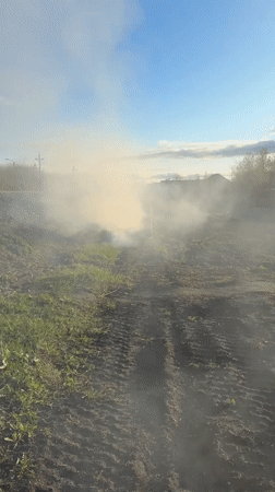 Smoke plume observed in rural field near Ulyanovsk